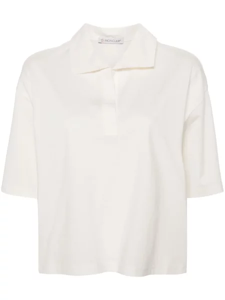 Polo Moncler din jerseu alb