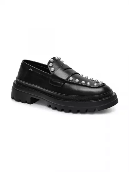Love Moschino De piele pantofi loafer SCARPAD negru