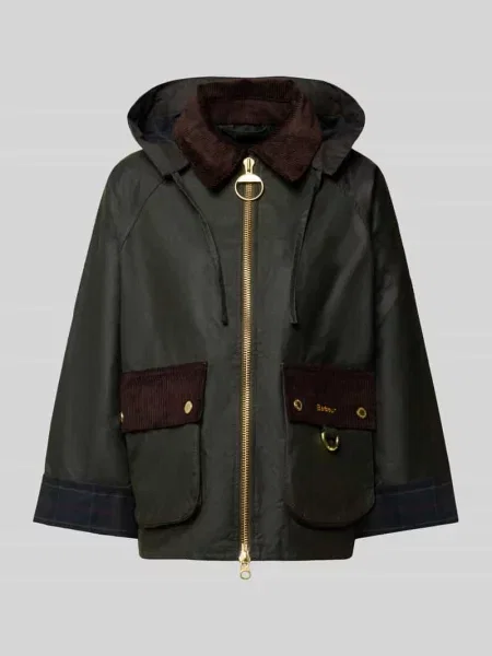 Kroj regular fit kurtka funkcyjna z czystej bawełny model CARVILLE' Barbour zielona