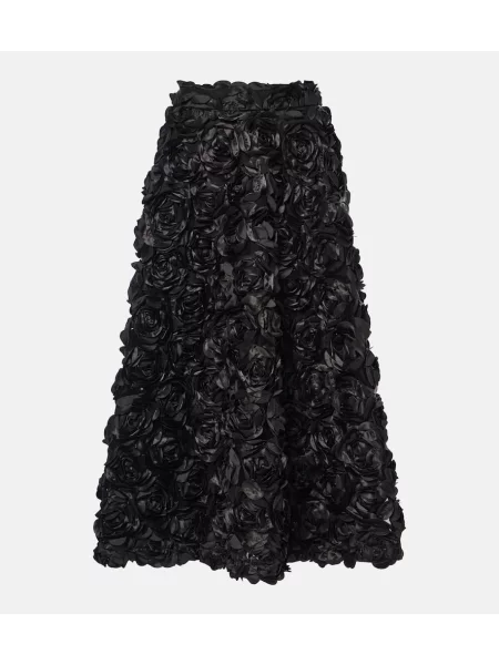 Fusta maxi Rotate cu talie înaltă cu model floral negru