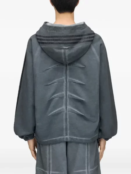 Hanorac Adidas cu broderie cu dungi alergare gri