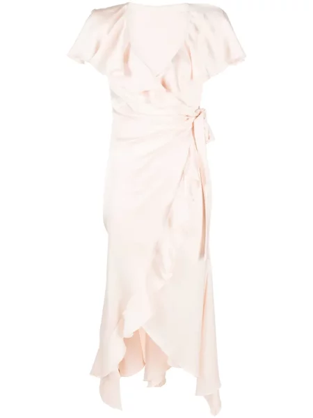 Rochie Philosophy Di Lorenzo Serafini din satin cu volane de costum roz
