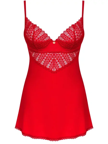 Комплект: пеньюар и трусики Комплект_Obsessive_Ingridia_chemise червоний