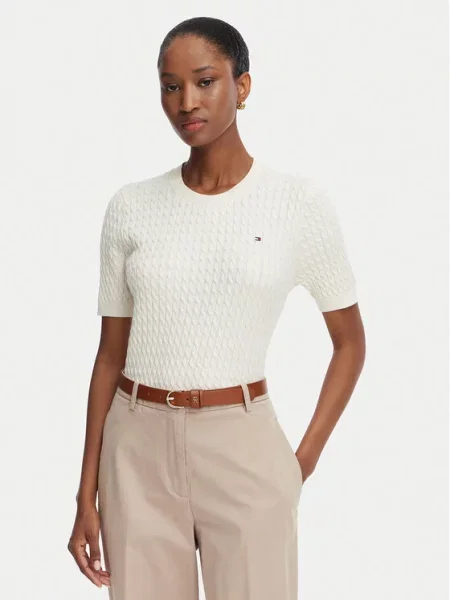 Tommy Hilfiger Pulover Cable Fine Crem bej