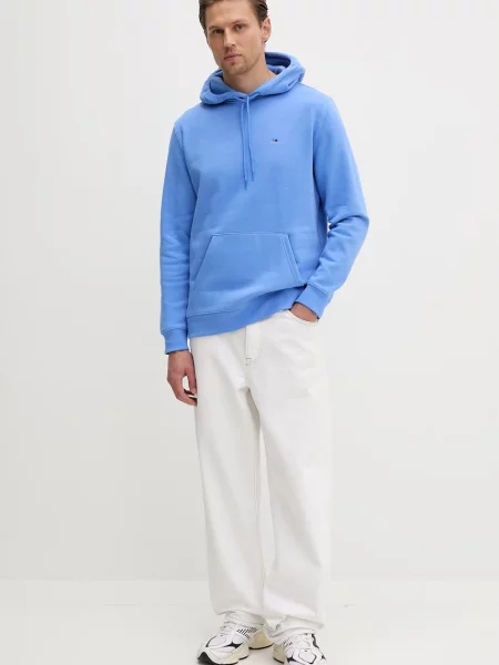 Tommy Jeans mikina s kapucňou pánska s bavlnou modrá