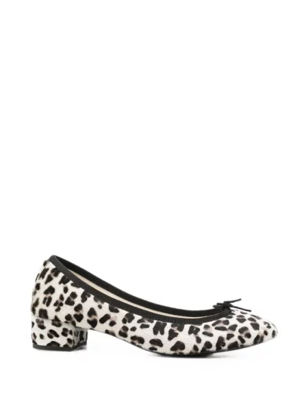 Pantofi cu toc Repetto cu funde cu model leopard alb