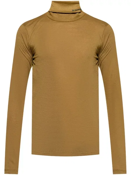 Sweter z golfem Jil Sander z nadrukiem zielony