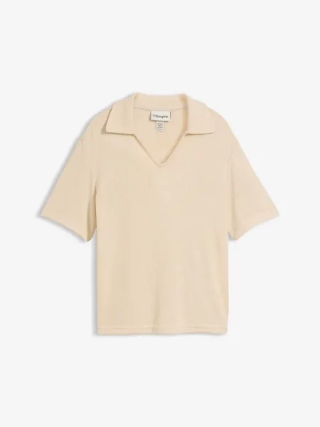 Koszulka polo w optyce dzianiny beżowa