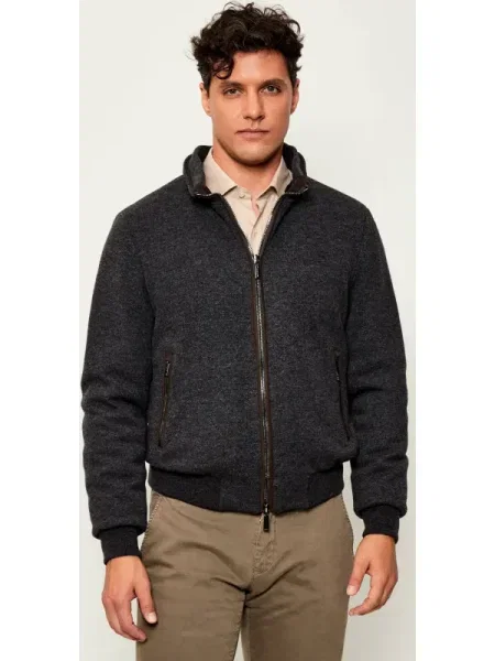 MooRER De puf geacă bomber cu adaos de lână și cașmir gri