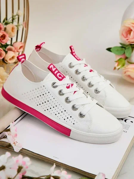 Sneakerși Resti ajurate alb