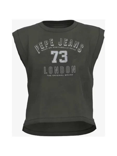 Ciemnozielony T-shirt bez rękawów Pepe Jeans Amber XS zielona
