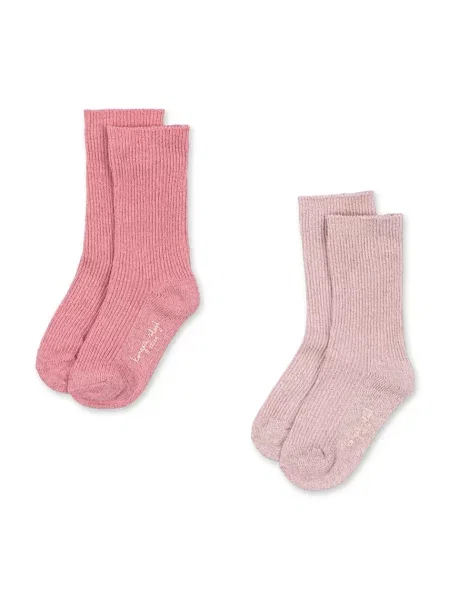 Konges Sløjd ponožky 2 PACK RIB GLITTER SOCKS růžové