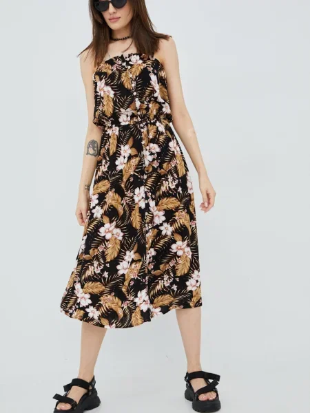 Rip Curl rochie midi dreaptă negru