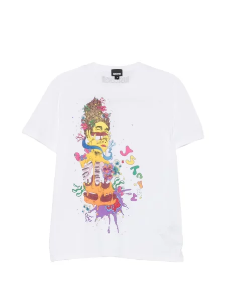 Tricou Just Cavalli cu imagine alb
