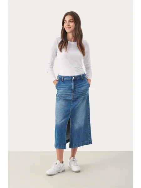 Part Two Fustă Calia denim albastru