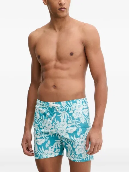 Slip de baie Banana Moon cu model floral cu imagine cu cordon albastru