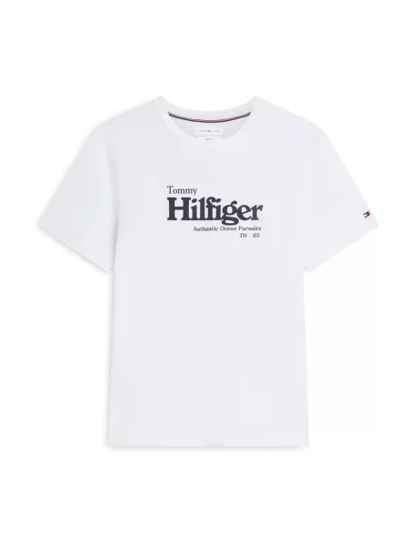 TOMMY HILFIGER Tricou NAUTICAL bleumarin alb