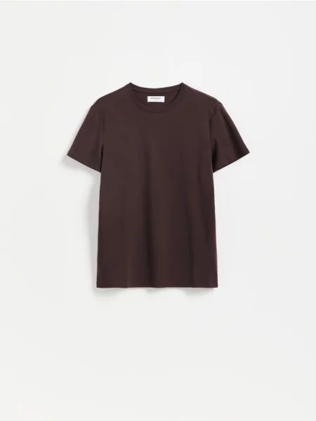 Reserved Tricou slim din pima maro-închis maro