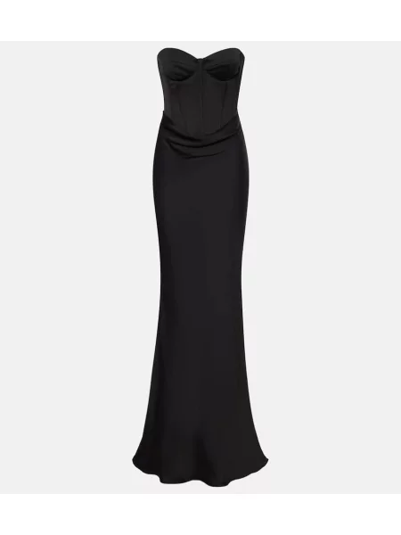 Rochie Rotate din satin de costum negru
