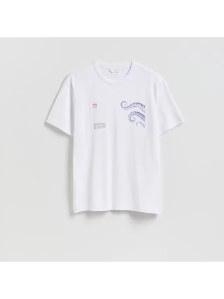 Reserved Comfort szabású póló mintával fehér