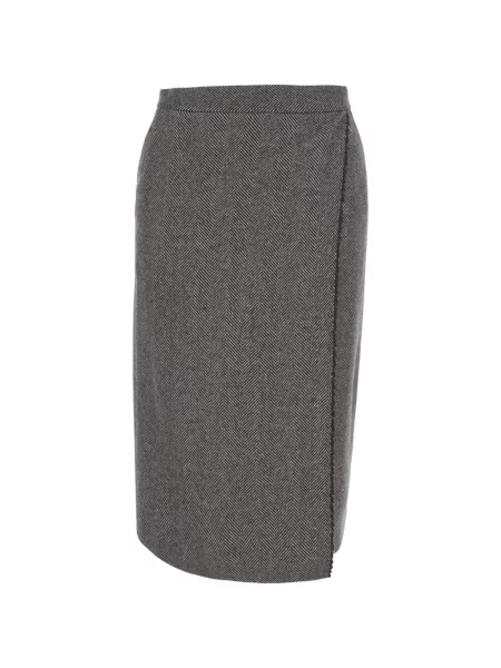 Fustă midi Antonelli cu model herringbone plic gri