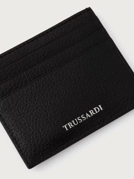 Trussardi etui na karty skórzane czarny
