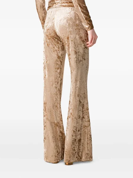 Hlače Forte_forte od samta zlatna