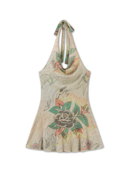 Ed Hardy Letné šaty Tiger nebielená / svetložltá / nefritová / svetločervená