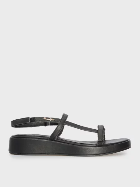 Шкіряні босоніжки Pepe Jeans чорні