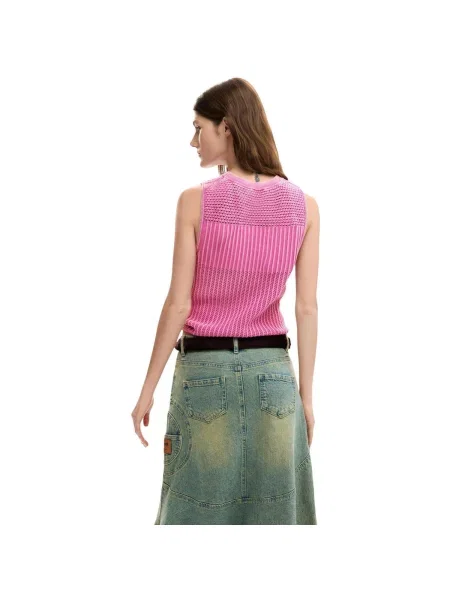 Tricou Desigual fără mâneci albastru