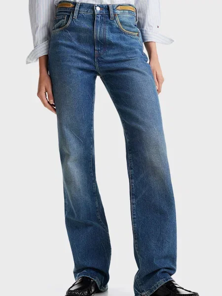 Шкіряні джинси кльош Tommy Hilfiger сині