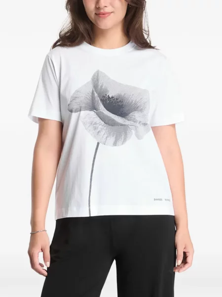 Tricou Samsøe Samsøe cu model floral cu imagine alb
