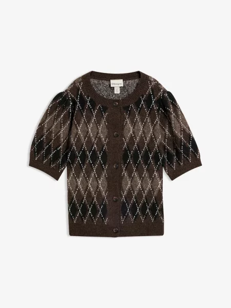 Sweter rozpinany z rękawami bufkami czarny