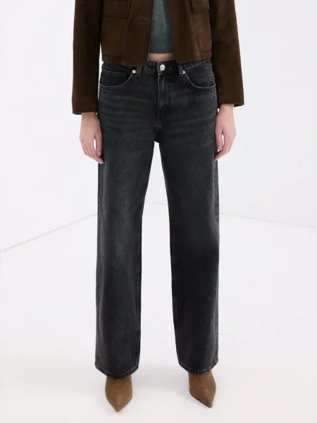 Прямі джинси MANGO темно-сірий сірі