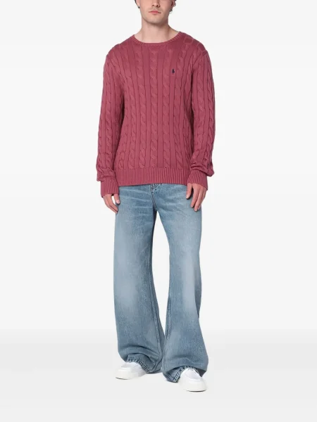 Pulover Polo Ralph Lauren cu broderie cu decolteu rotund roz