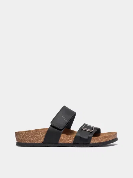 Кожаные шлепанцы Leon черные