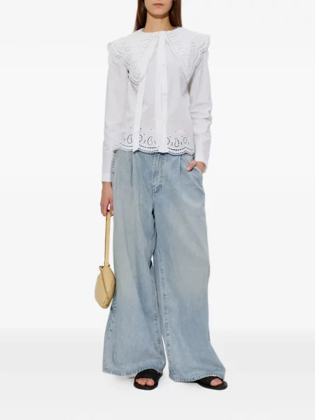 Bluză Allsaints cu broderie alb