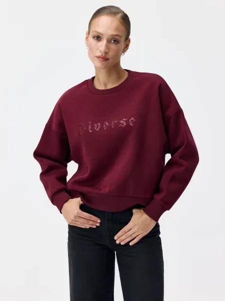 Світшот DIVERSE Bling бавовна/поліестер бордовий