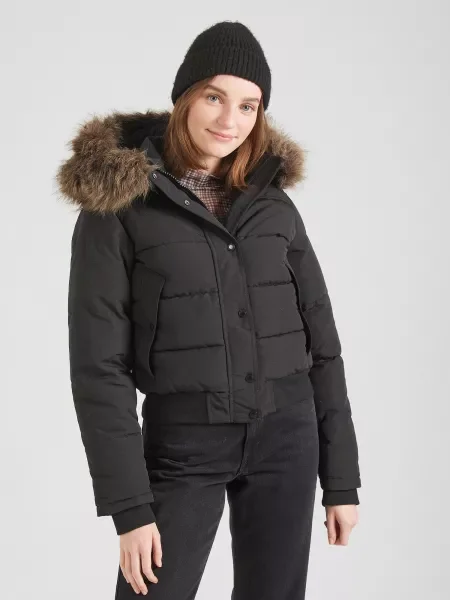 Geacă bomber Superdry cu glugă negru