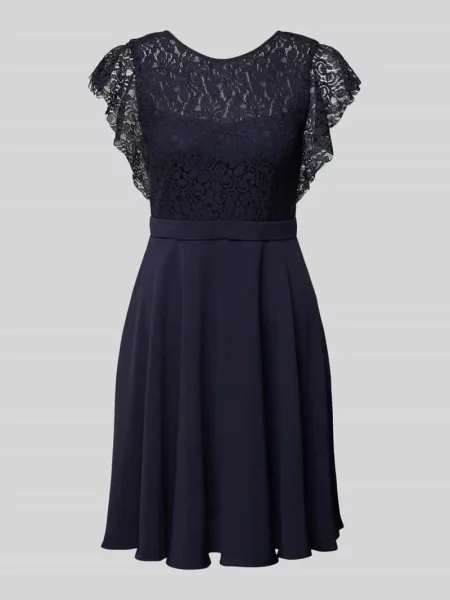 Sukienka koktajlowa o długości do kolan z okrągłym dekoltem Jake*s Cocktail granatowa