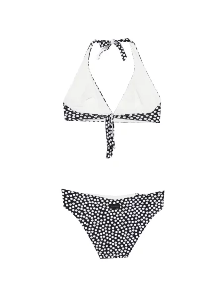 Taškuotas raštuotas bikini Fisico su petnešėlėmis aplink kaklą juoda