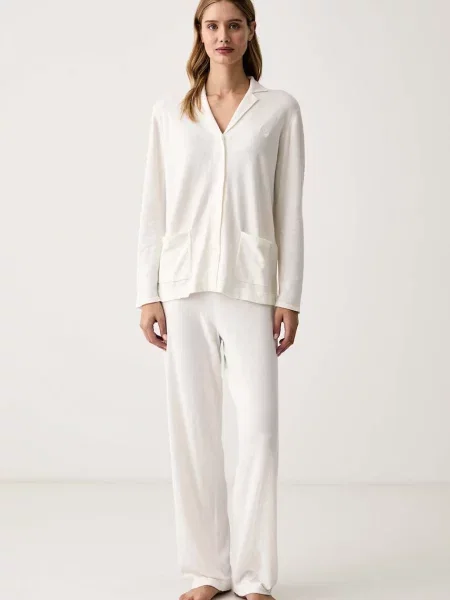 Lauren Ralph Lauren pyžamo dámske s prímesou kašmíru béžová