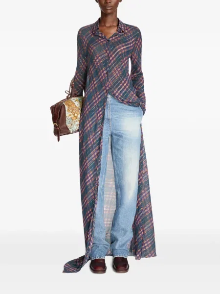 Lung rochie tip cămașă Dries Van Noten albastru