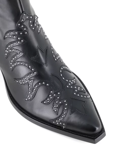 Botine Sartore din piele cu tepi negru