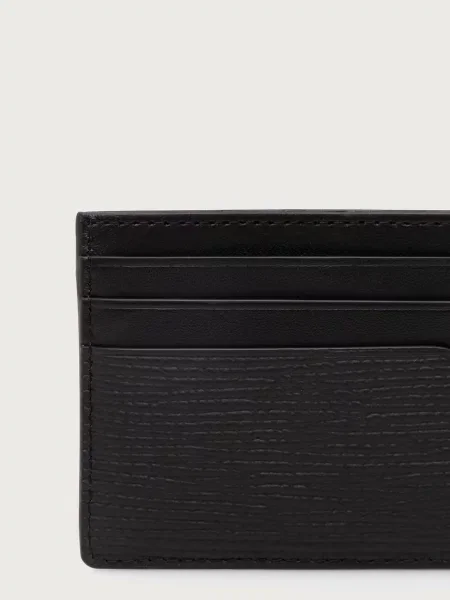 Portfel z naturalnej skóry z detalem z logo Tommy Hilfiger czarny