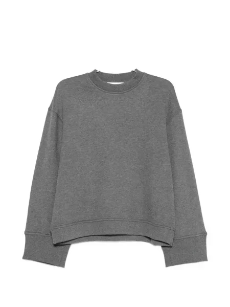 Lung pulover The Frankie Shop cu decolteu rotund gri