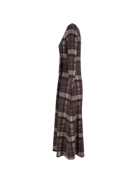 Cu centură rochie maxi Weekend Max Mara în carouri maro