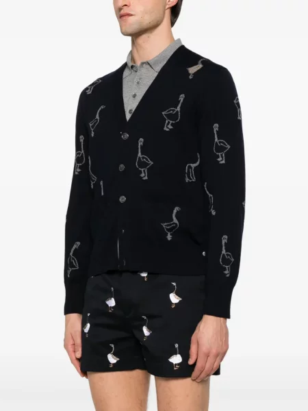 Cardigan Thom Browne de lână albastru