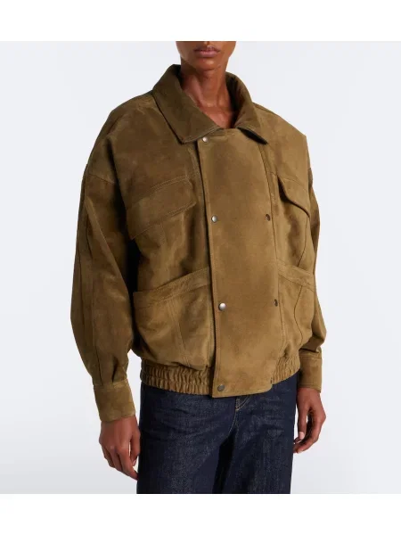 Geacă Saint Laurent din piele de căprioară verde