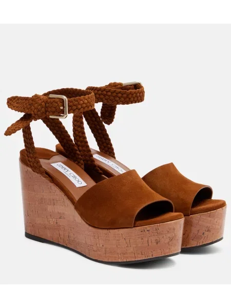 Sandale Jimmy Choo din piele de căprioară cu platformă maro